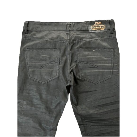 DNM Collection NYC Waxed Moto Jeans Mens Size 30 Black Biker Stacked Denim - Picture 11 of 12